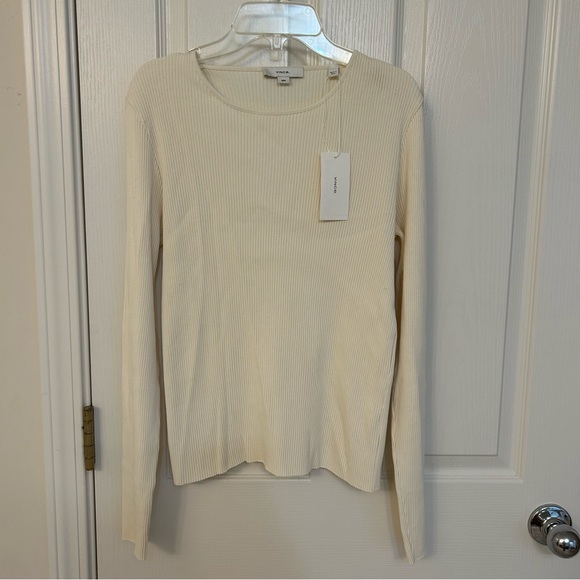 Vince Rib T-Shirt in Off White Size M - Picture 6 of 8